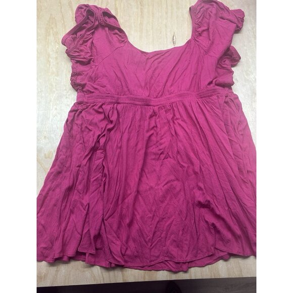 NWT Torrid Hot Pink Mini Rayon Slub Balloon Sleeve Lace Inset Dress 6X Sz 30 - Picture 5 of 5